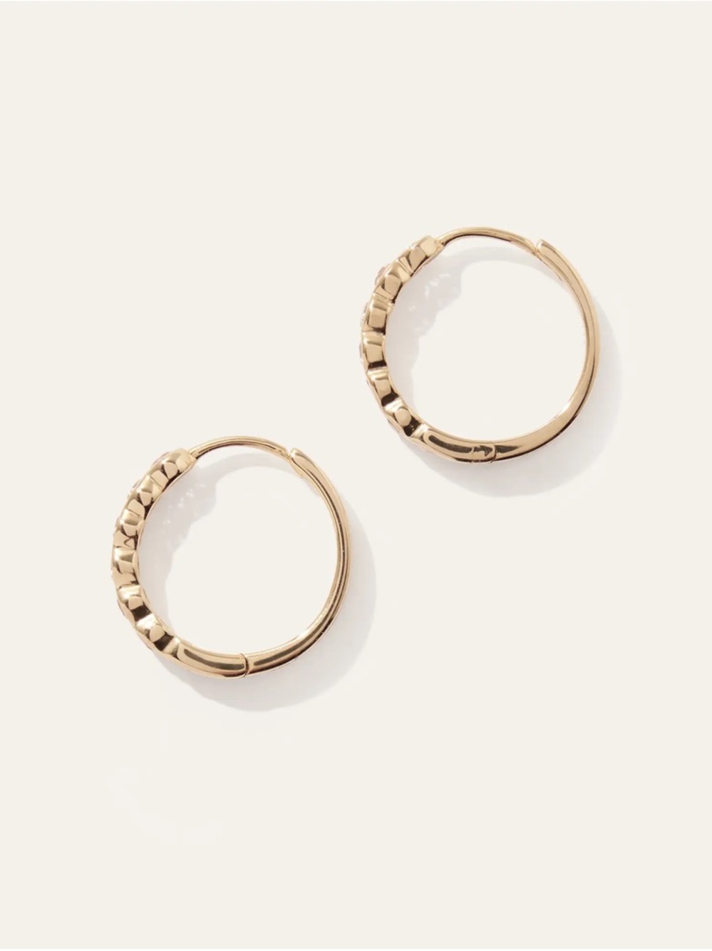 Quince Gold Vermeil White Sapphire Bezel Hoops - Picture 3 of 8